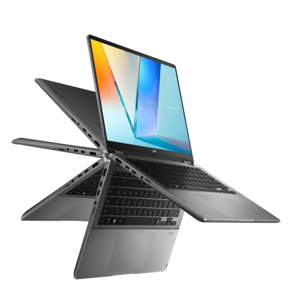 Ultra-slim profile of ASUS Vivobook 14 Flip OLED laptop for portability