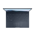 ASUS ErgoSense keyboard with 1.4mm key travel, backlighting, and spill-resistant design for comfortable all-day typing