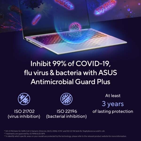ASUS Antimicrobial Guard Coating on Keyboard and Touchpad