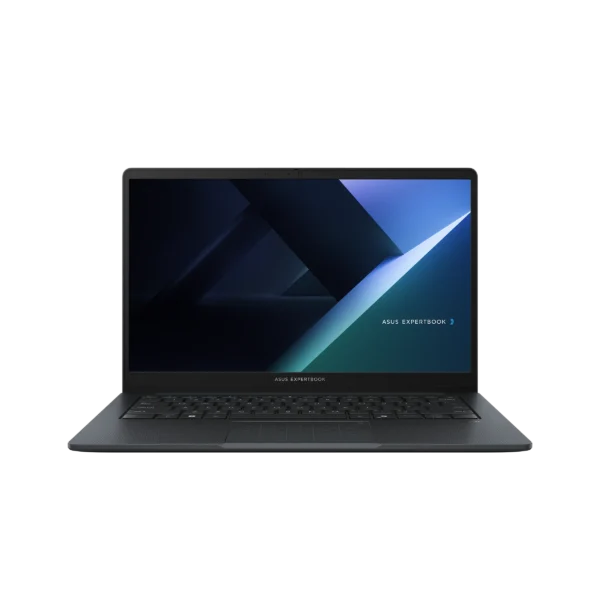 Asus ExpertBook B1 B1403CVA-S60532 (5) Asus ExpertBook B1 B1403CVA-S60532 laptop in Gentle Grey, shown closed and viewed from the front, emphasizing its compact 14-inch size.