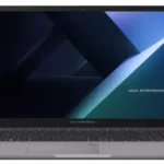 The Asus ExpertBook B1 B1503CVAB-S72876X open, focusing on the 15.6-inch anti-glare FHD display with narrow NanoEdge bezels and the keyboard.