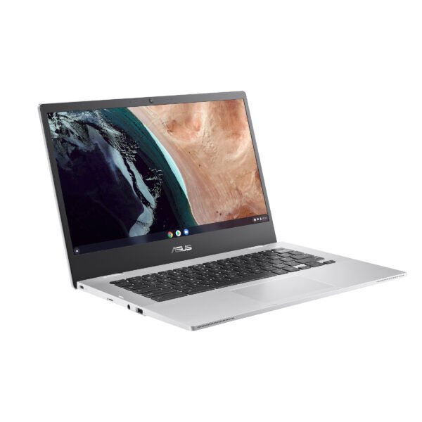An image visually representing the military-grade durability of the Asus ExpertBook CX1 CX1400CKA-NK0456 Chromebook, such as a reinforced chassis or a drop test scenario illustration.