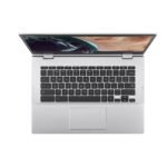 The keyboard and touchpad of the Asus ExpertBook CX1 CX1400CKA-NK0456 Chromebook are visible, emphasizing the layout and texture