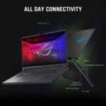 Ultra-slim bezels on the ROG Strix G16's 16-inch high-refresh-rate display, showcasing vivid colors and smooth visuals for competitive gaming