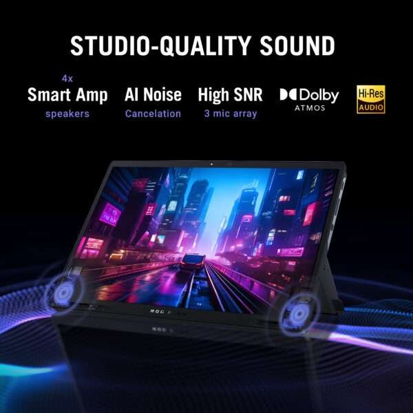 Asus ROG Flow Z13 GZ302EA-RU420WS gaming laptop in Off Black, featuring a 13.4-inch 2.5K touchscreen display and detachable keyboard