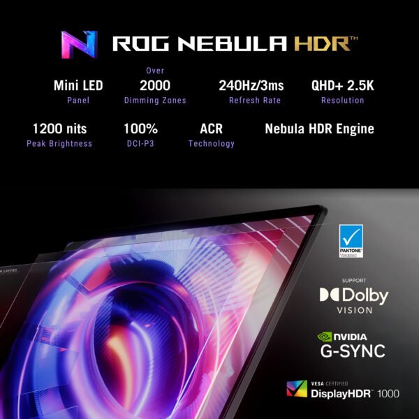 Asus ROG Strix SCAR 16 G635LX-RW158WS with a long-lasting 90Wh battery, providing extended gaming and productivity hours