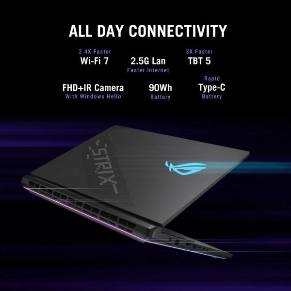Asus ROG Strix SCAR 16 G635LX-RW158WS equipped with ROG Intelligent Cooling featuring a vapor chamber and triple-fan system for efficient heat dissipation