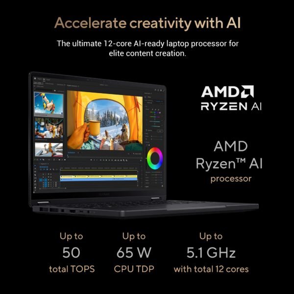Backlit keyboard with numeric keypad and ASUS Dial input device on ProArt PX13 OLED HN7306WU-LX402WS"