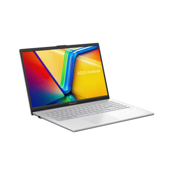 Student or professional using the ASUS Vivobook Go 15 in a café, emphasizing its portability and daily usability