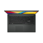Close view of ASUS Vivobook Go 15's spill-resistant keyboard with 1.4mm key travel and large multi-gesture touchpad for comfortable typing