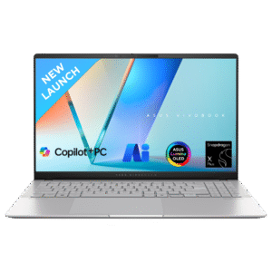 Graphic designer using ASUS Vivobook S 15 OLED with stylus, showcasing precise color accuracy for digital art"