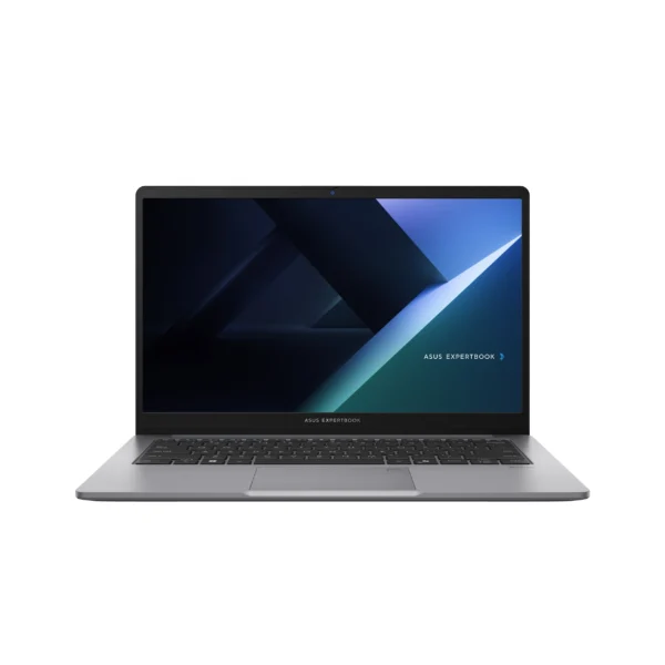 Asus ExpertBook B1 B1403CVA-S62629X laptop in Gentle Grey, shown closed and viewed from the front, emphasizing its compact 14-inch size