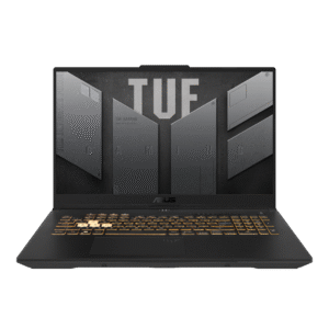 Close-up of TUF F15's 1920×1080 IPS-level panel with 100% sRGB color gamut and Adaptive-Sync technology for tear-free gaming