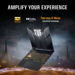RGB-backlit keyboard on ASUS TUF Gaming F16 with 1.7mm key travel, highlighted WASD keys, and durable construction for intense gaming sessions