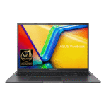 ASUS Vivobook 16X (K3605VC-RP412WS) 16-inch laptop in sleek silver aluminum chassis with ultra-slim bezels and numeric keypad, showcasing its professional minimalist design