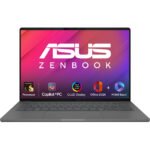 ASUS Zenbook A14 UX3407RA-QD061WS in sophisticated blue with signature concentric-circle metal finish and ultra-slim 14-inch profile