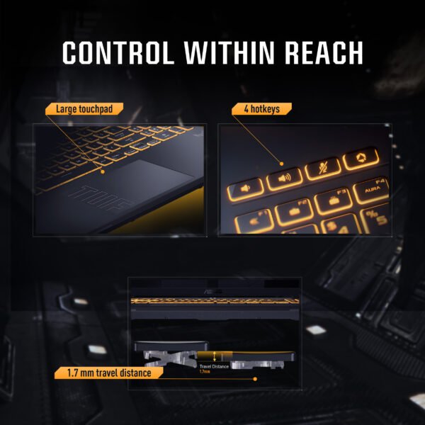 MIL-STD-810H certified chassis of TUF Gaming F16 FX607VB tested for extreme durability and reliability