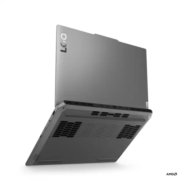 Lenovo LOQ 15ARP9 83JC00EEIN laptop rear view with AMD logo.