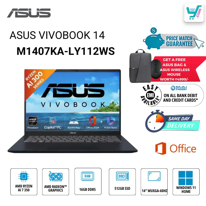 ASUS Vivobook S 14 M1407KA-LY112WS AMD Ryzen AI 9 HX 370 AI Laptop Bangalore