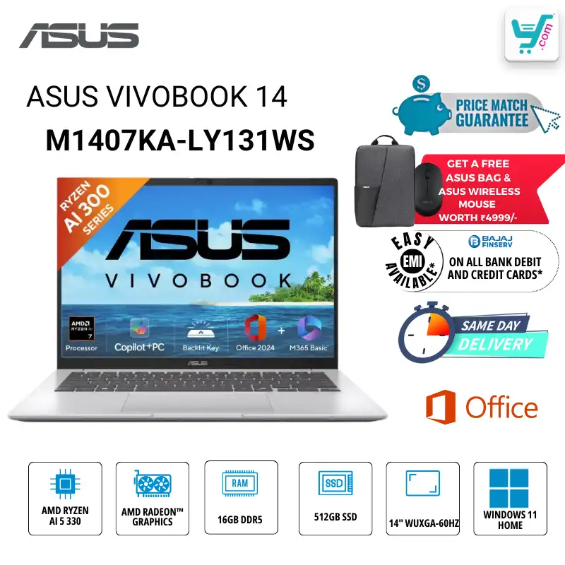 ASUS Vivobook S 14 M1407KA-LY131WS AMD Ryzen AI 9 HX 370 AI PC Bangalore Store