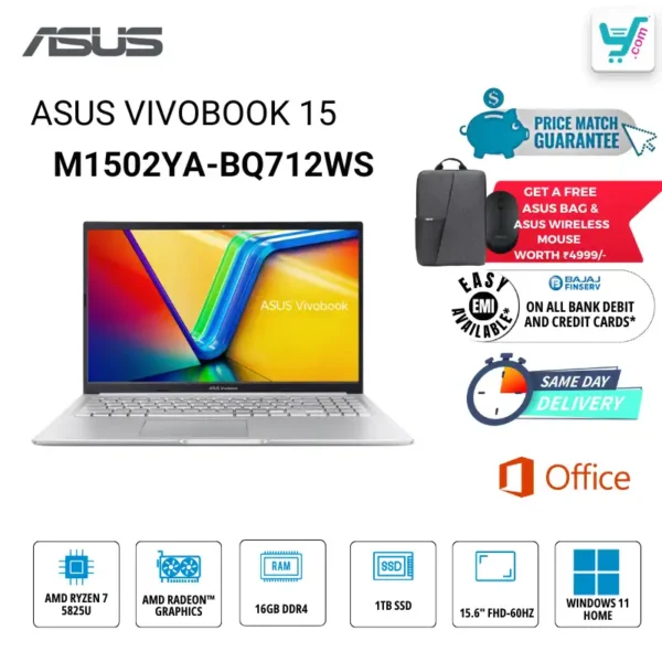 ASUS Vivobook 15 M1502YA-BQ712WS AMD Ryzen 7 7730U Laptop Bangalore Store