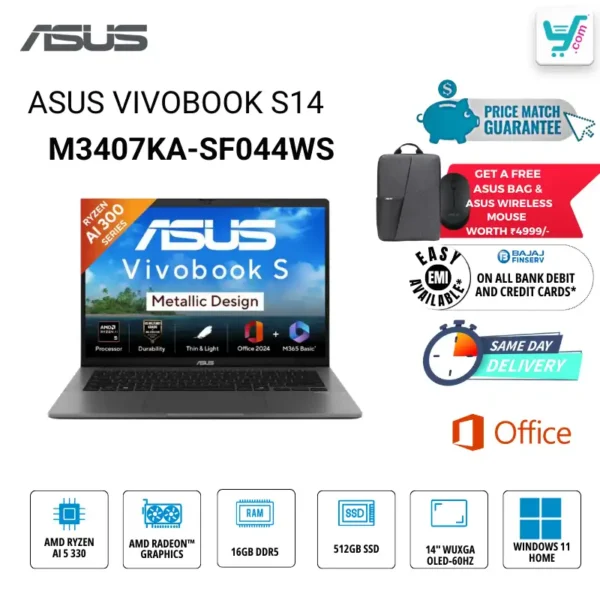 ASUS Vivobook S 14 M3407KA-SF044WS AMD Ryzen AI 9 HX 370 AI PC Bangalore Store