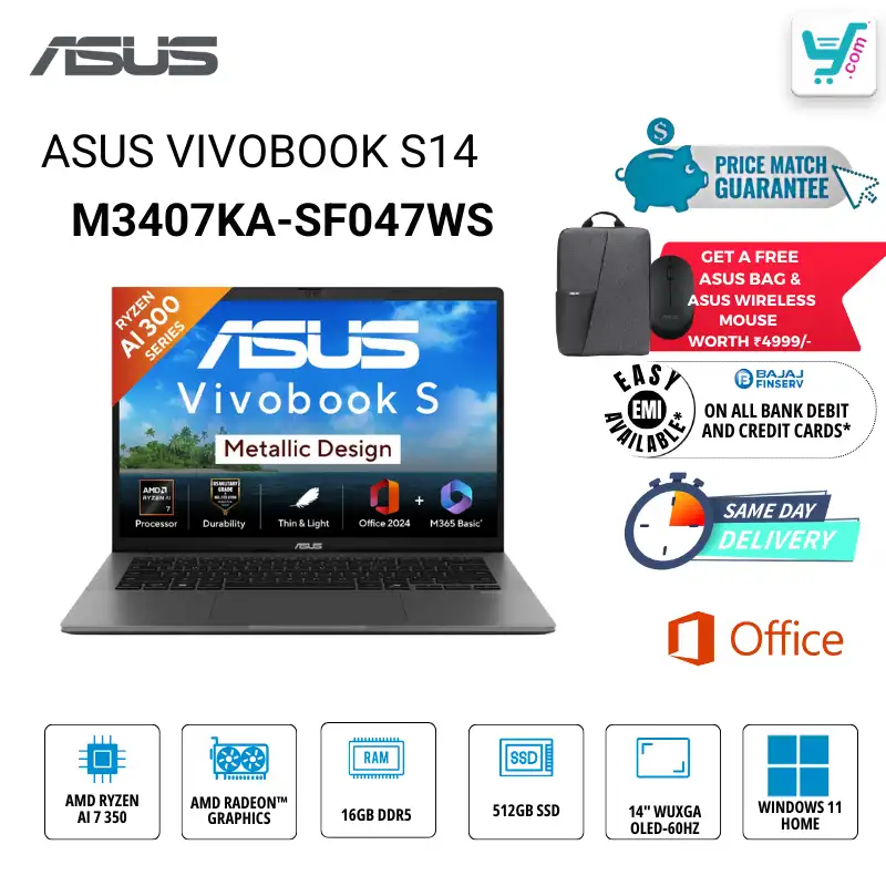 ASUS Vivobook S 14 M3407KA-SF047WS AMD Ryzen AI 9 HX 370 OLED Laptop Bangalore