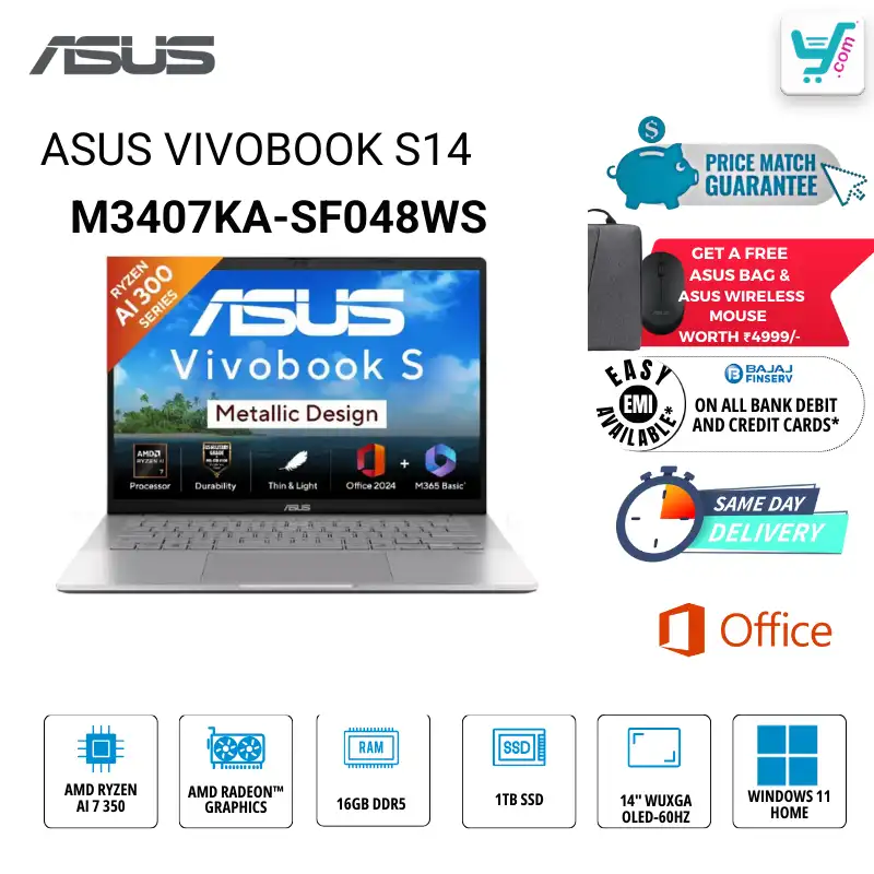 ASUS Vivobook S 14 M3407KA-SF048WS AMD Ryzen AI 9 HX 370 AI Laptop Bangalore