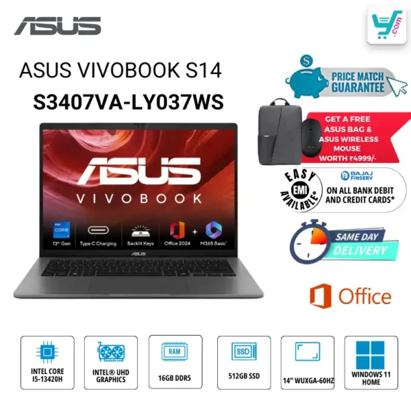 ASUS Vivobook S 14 S3407VA-LY037WS Intel Core Ultra 7 258V Series 2 AI PC Bangalore
