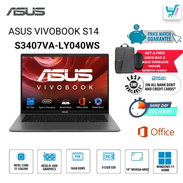 ASUS Vivobook S 14 S3407VA-LY040WS Intel Core Ultra 7 258V Series 2 AI Laptop Bangalore