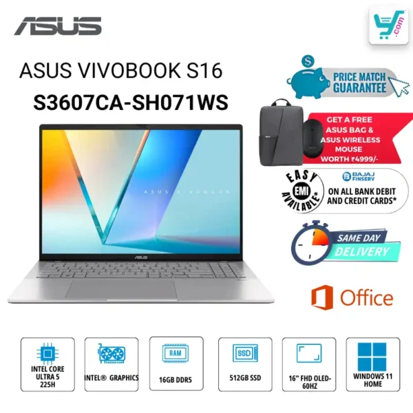 ASUS Vivobook S 16 OLED S3607CA-SH071WS Intel Core Ultra 7 Series 2 AI Laptop Bangalore