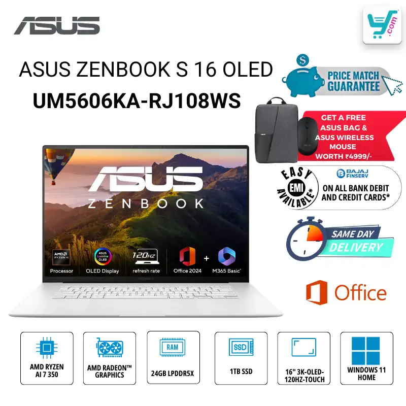 ASUS Zenbook S 16 OLED UM5606KA-RJ108WS AMD Ryzen AI 9 HX 370 Laptop Bangalore