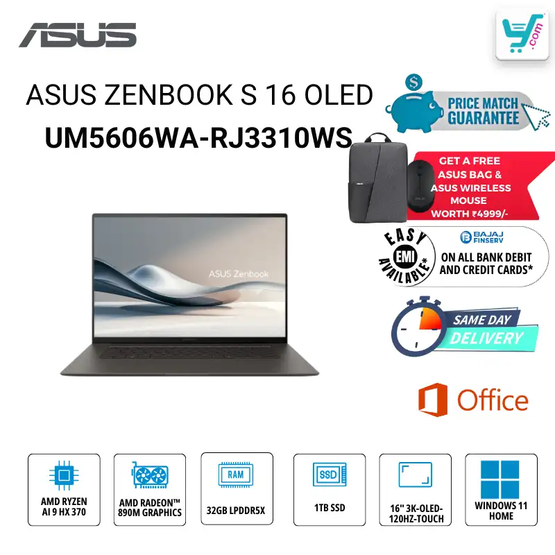 ASUS Zenbook S 16 OLED UM5606WA-RJ3310WS AMD Ryzen AI 9 HX 370 Laptop Bangalore