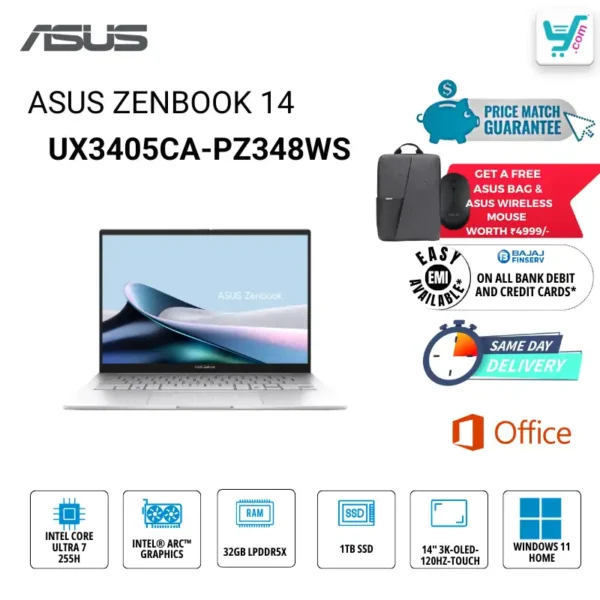 ASUS Zenbook 14 OLED UX3405CA-PZ348WS Intel Core Ultra 7 258V Series 2 AI Laptop Bangalore