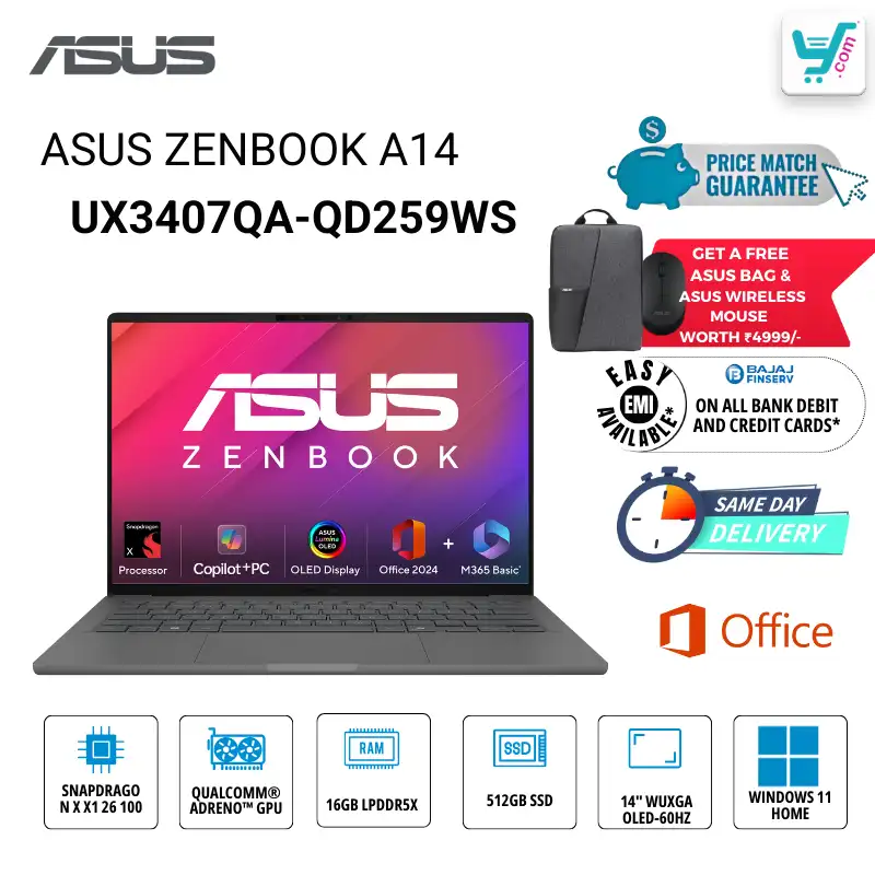 ASUS Zenbook 14 OLED UX3407QA-QD259WS AMD Ryzen AI 9 HX 370 Laptop Bangalore