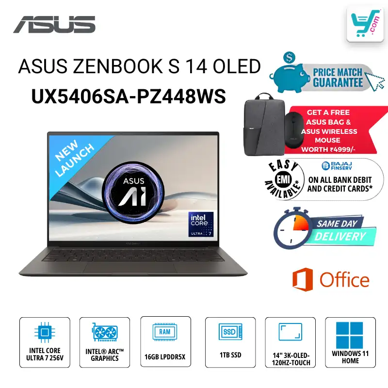 ASUS Zenbook S 14 OLED UX5406SA-PZ448WS Intel Core Ultra 7 Series 2 AI PC Bangalore