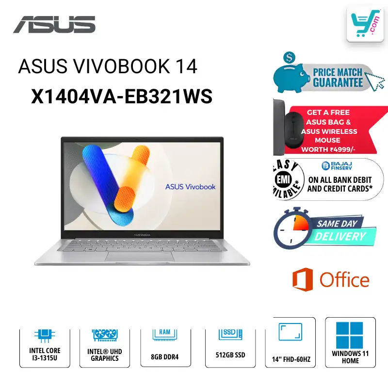 ASUS Vivobook 14 X1404VA-EB321WS 13th Gen i3 Quiet Blue Laptop Bangalore Store