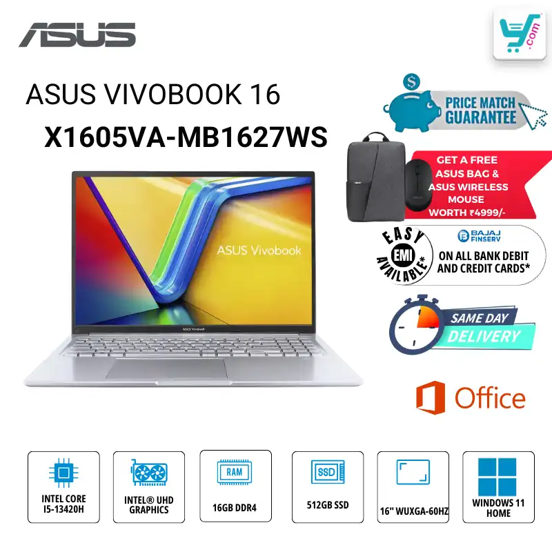 ASUS Vivobook 16 X1605VA-MB1627WS i5-13500H Cool Silver Laptop Bangalore