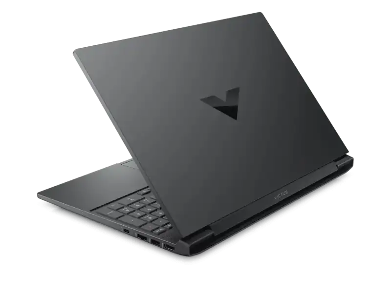 HP Victus 15-fa2381TX C91SXPA side profile showing slim 2.35cm design and thermal vents.