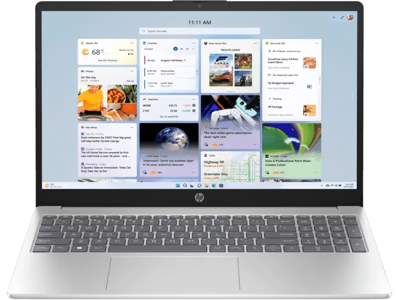 HP Laptop 15-fd1444tu C9LZ5PA front view - Natural Silver HP Core 5 laptop price Bangalore.