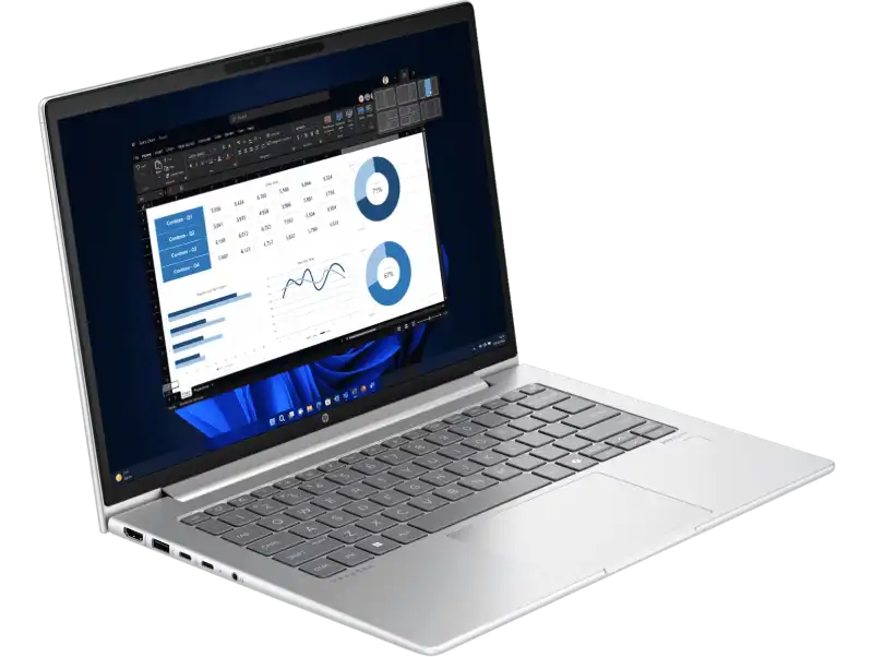 HP ProBook 440 G11 CD9A8PT side profile showing durable Pike Silver chassis.