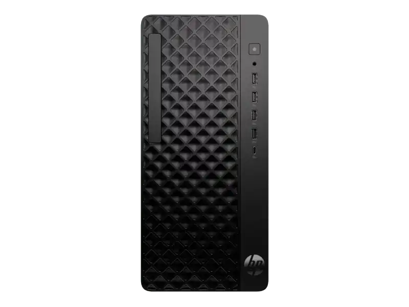 HP ProDesk 2 Tower G1a Desktop AI PC BM9U2PT front view with textured panel and USB ports.