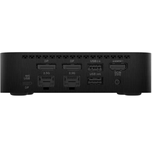 ASUS ExpertCenter PN54-B-S70011ML Mini PC rear ports: DP, 2.5G Ethernet, USB 3.0, USB 10G, HDMI, DC-IN.
