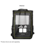 ASUS TUF Gaming Backpack VP5700 interior dimensions with laptop, mouse, and accessories shown.