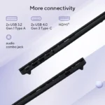 ASUS VivoBook 16 laptop ports showing 2x USB 3.2 Type-A, 2x USB 4.0 Type-C, HDMI, and audio combo jack connectivity.