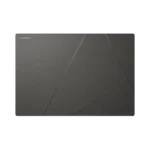 ASUS Zenbook S 14 OLED UX5406SA laptop lid in dark gray with geometric line pattern design.