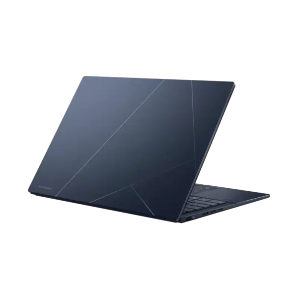 ASUS ZenBook 14 OLED UX3405CA-QL1506WS laptop in dark blue with geometric silver lines.