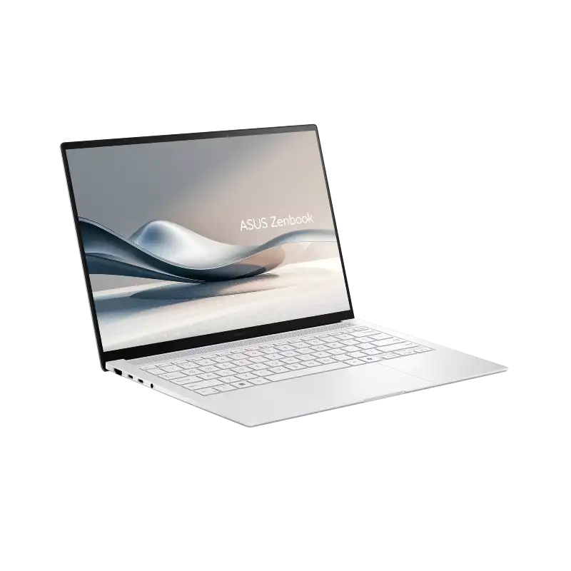 ASUS Zenbook S14 OLED UX5406AA-SU189WS laptop with Intel Core Ultra 9, 32GB RAM, 1TB SSD, and 14" 120Hz touchscreen.