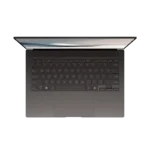 ASUS Zenbook S14 OLED UX5406AA-SU361WS laptop top view with keyboard and screen open.