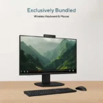 Asus V440VA-KBC5002WS All-in-One PC with wireless keyboard and mouse on a wooden desk.